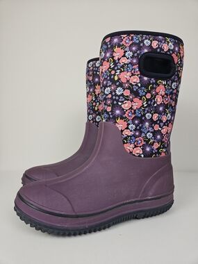 Kids Floral Winter Rain Boots NWT Joe Fresh Purple Size 4 -20C